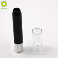 empty cosmetic container round black plastic lipstick tube